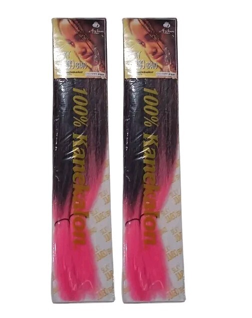 x2 Pink Ombre Kanekalon Jumbo Braiding Hair Extension 24″ Synthetic 100 TTPin