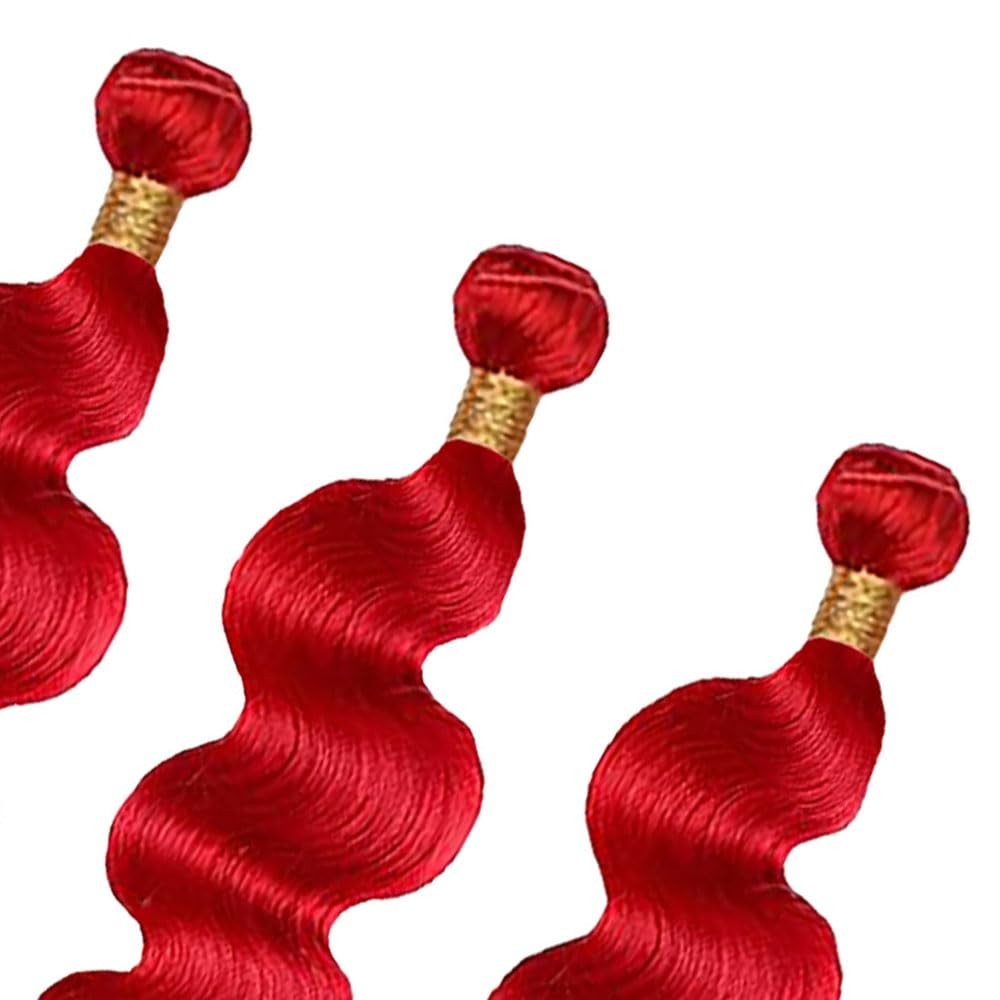 Weeybay Red Bundles Human Hair Burgundy Body Wave Bundles 24 26 28 Inch