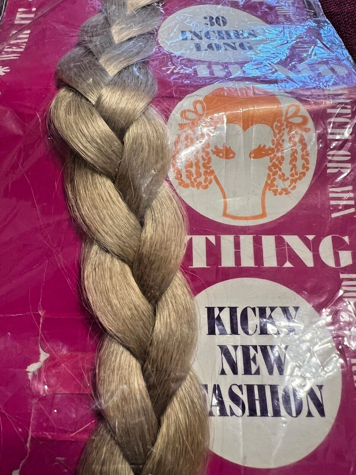 Vintage 1960s Vogue DYNEL ‘The Braid Thing’ Hair Piece 30” Braid Blonde NIP NOS