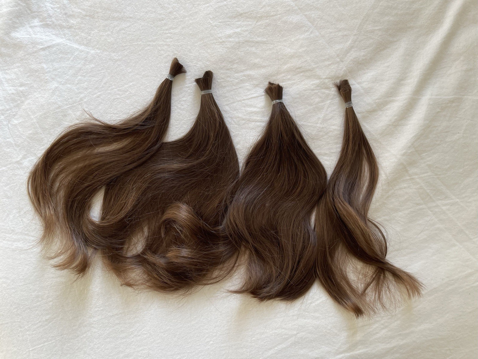 Human Hair Ponytail Haircut Virgin Brunette Hair 11-12 In Soft Silky Light Brown