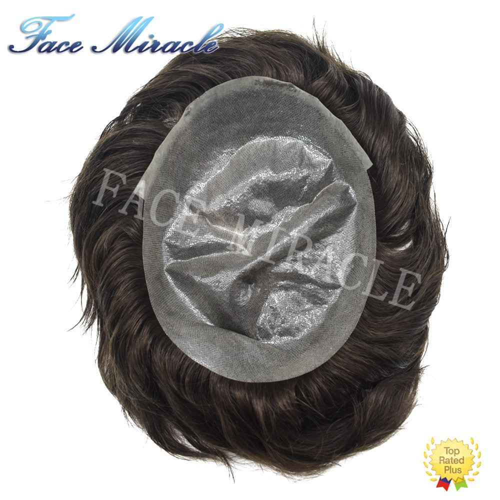 Ultra Thin Skin Toupee for Men Indian Human Hair System V-Looped PU Mens Toupee