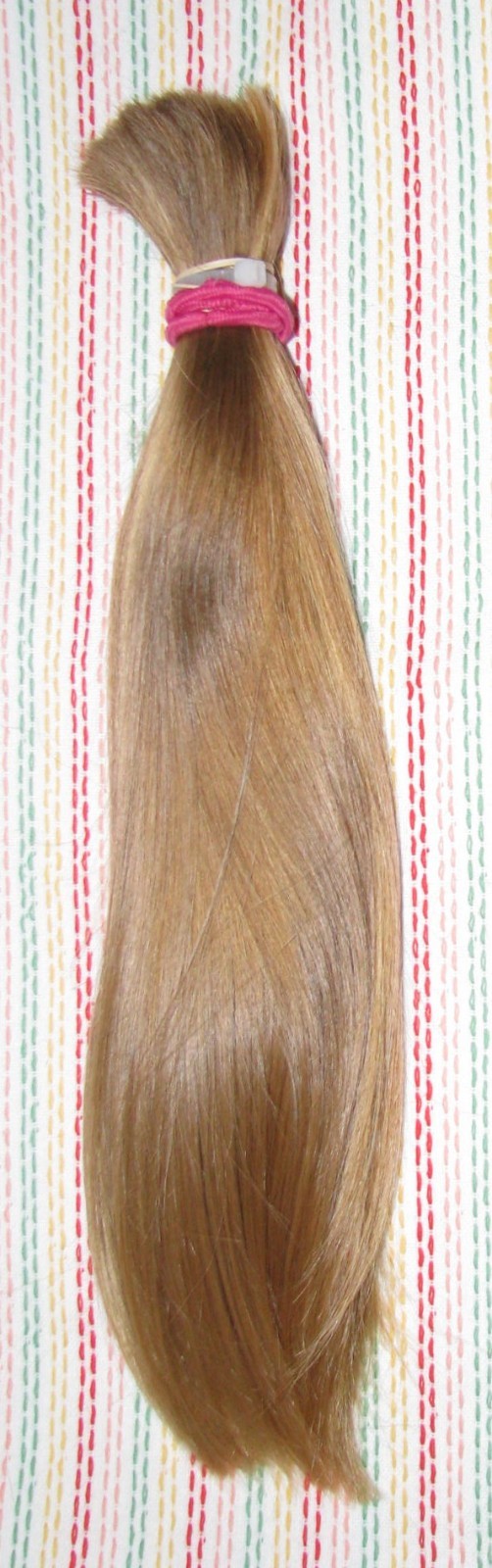HUMAN HAIR HAIRCUT 12 INCH 2.6oz THICK BLONDE BLEND PONYTAIL REBORN DOLLS T43