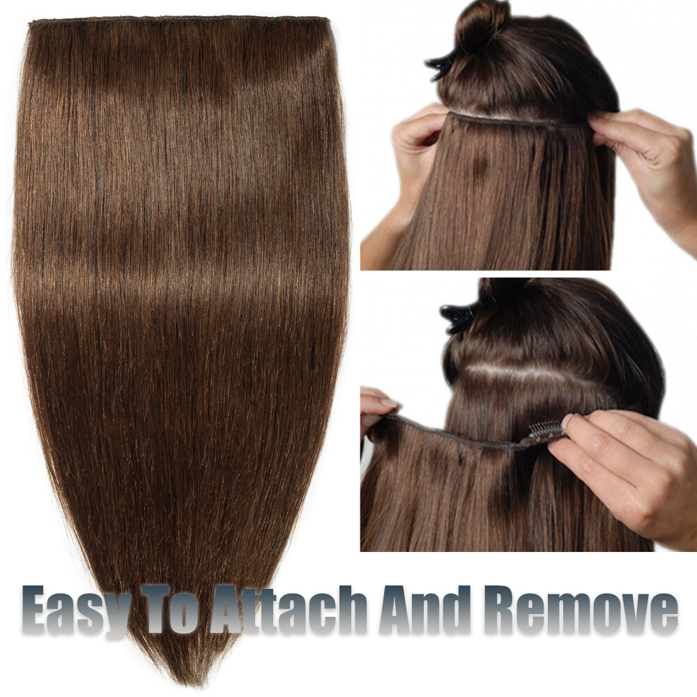 AAA+ V-Shaped One Piece Clip In Remy Human Hair Extensions Blonde 3/4 Full Head