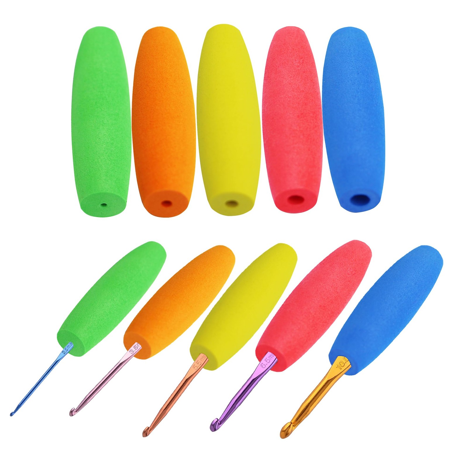 MEYAGO 5PCS Crochet Hook Grips Set Ergonomic 2mm to 10mm, berry