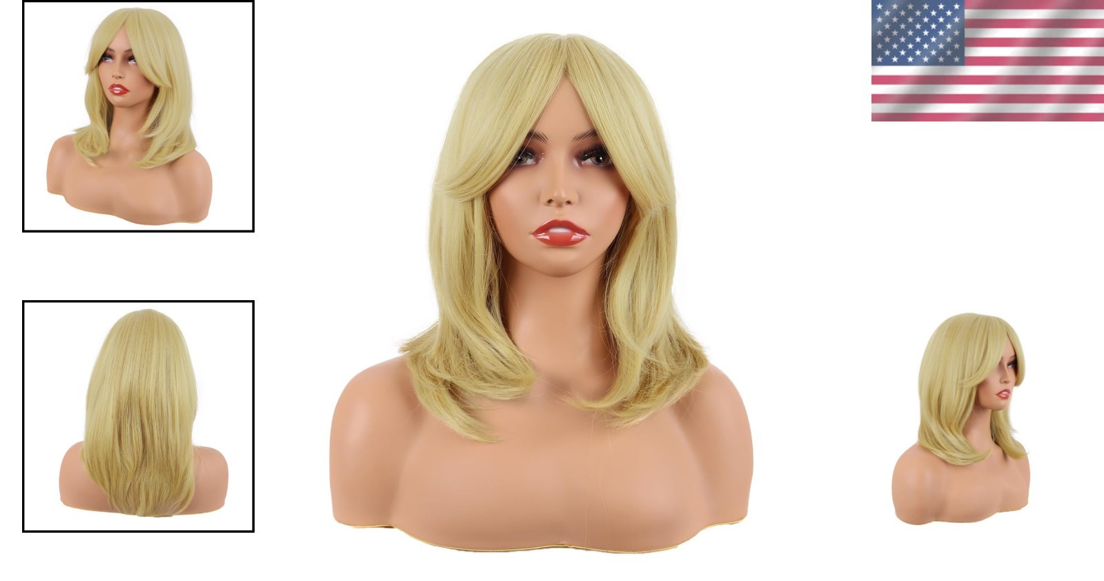 18 Inch Heat Resistant Layered Bangs Wig in Modern Mixed Blonde – Daily Use