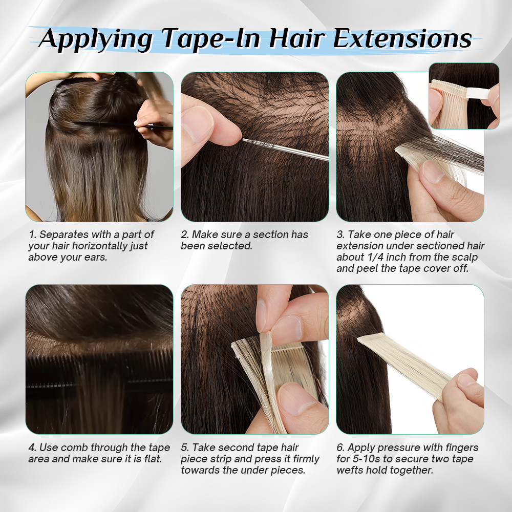 80PCS 200G Tape In Human 100% Remy Hair Extensions Skin Weft Highlight Full Head