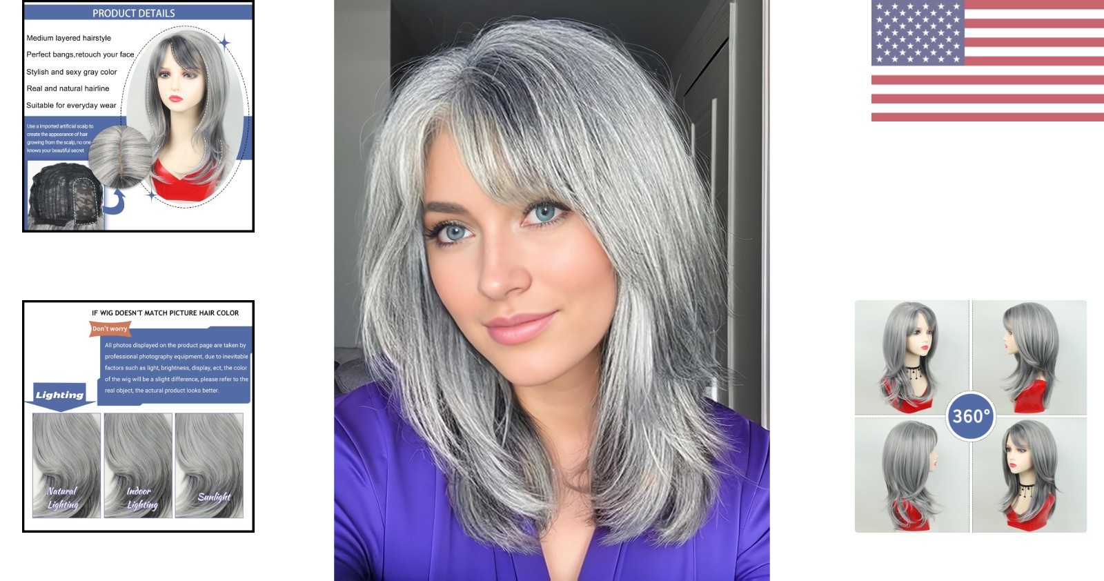 Elegant Salt and Pepper Wavy Wig with Bangs – Transform Your Look Instantly