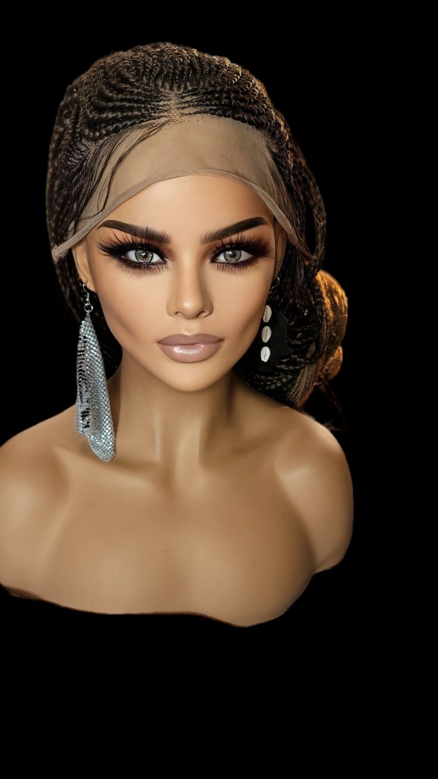 Braided Wig Full Lace Glueless Box Braids Cornrows 22″ 2/30 Ombre Handmade NWT