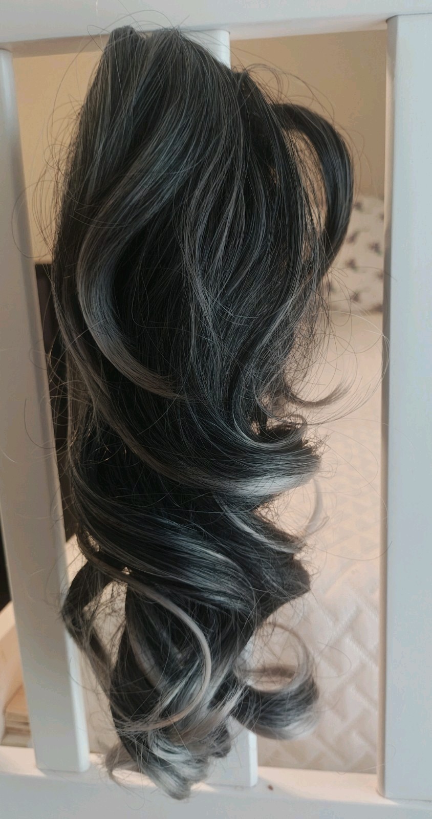 15″ Hair Clip Pony Tail black with gray color
