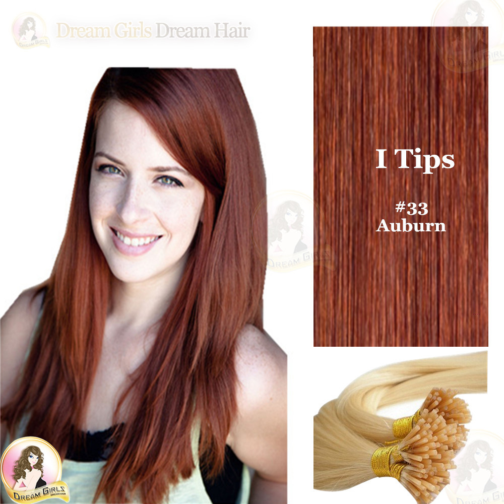20″ Indian 100% Remy Human Hair Itips Micro Beads Extensions 6A Grade #33 Auburn