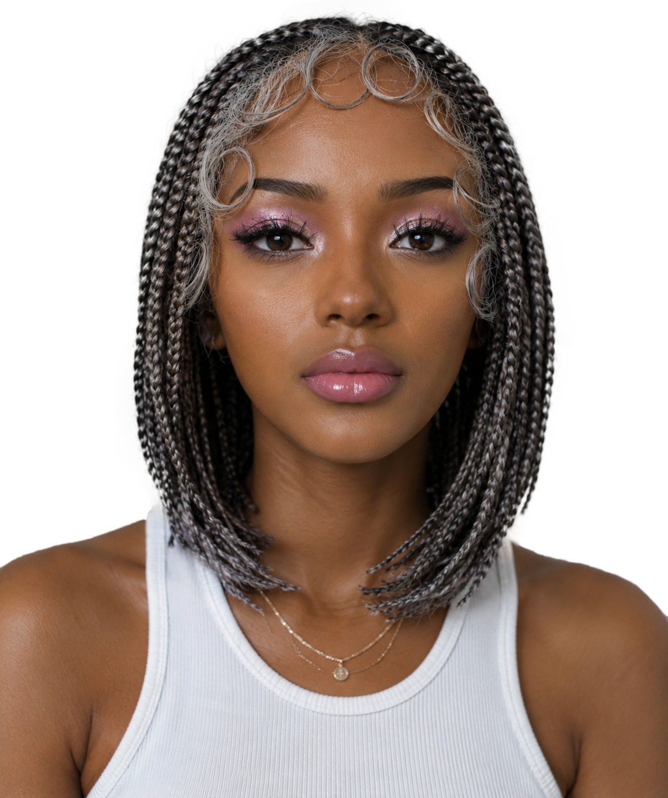 LUXLUXE Tiara Straight 12 in Long 4X4 Hand Tied Lace Braided Wig, BLB-0140