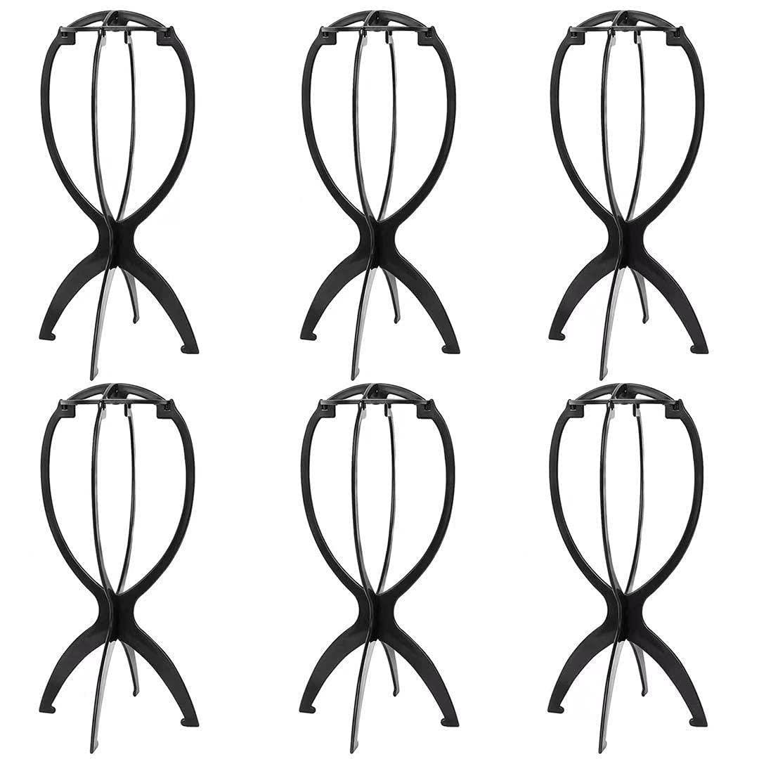 6 Pack Short Wig Stand Portable Wig Holder for multiple Wigs and Hats, 14.2 I…