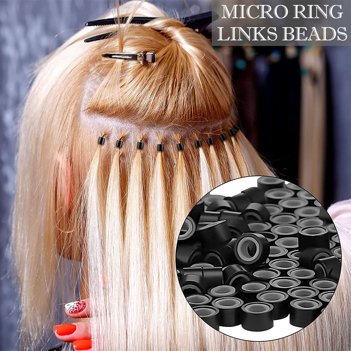 5mm 3mm 6mm Silicone Lined Micro link nano Ring Crimp Beads for Hair Extensions