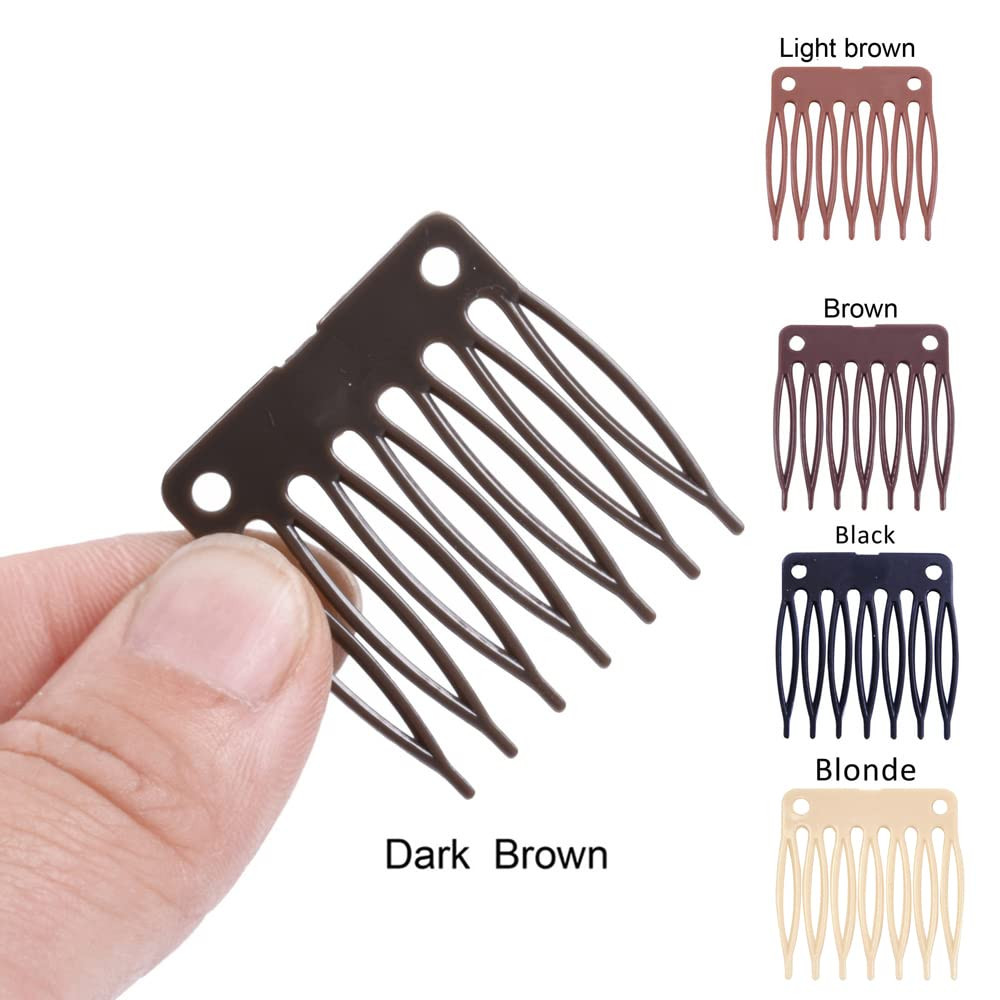 50 PCS Hair Clip Combs for Wigs – 7-Teeth Plastic Combs, Wig Cap Making Accessor
