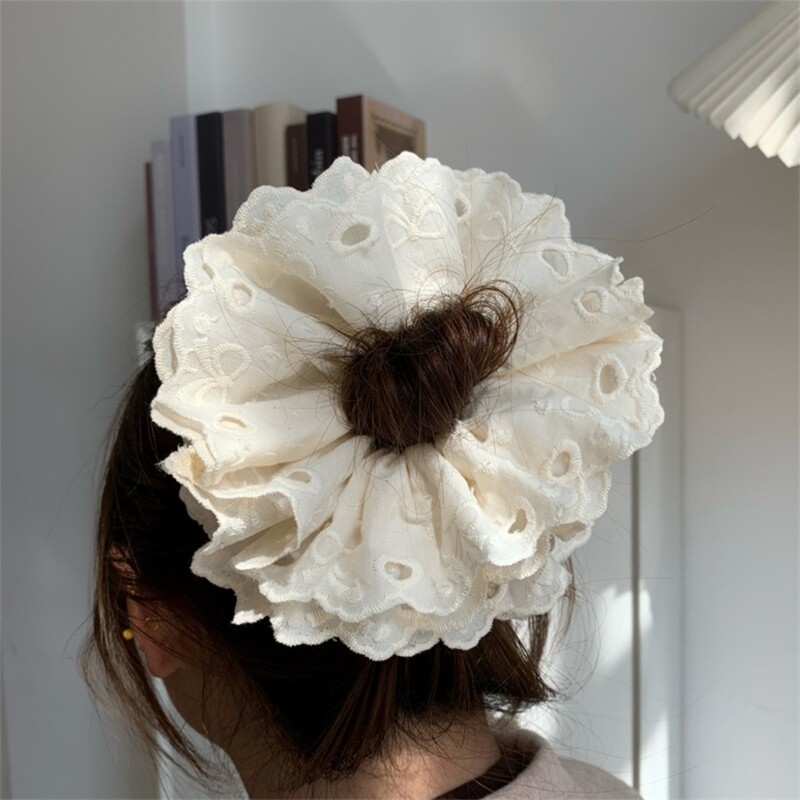 Multi Layer Hair Scrunchy Oversized Lace Hairpieces Elegant Ruffle Headdress