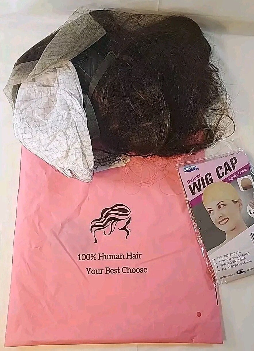 human hair wigs/ 100% Human Hair ( 2 Pack Deluxe Wig Cap Included ).