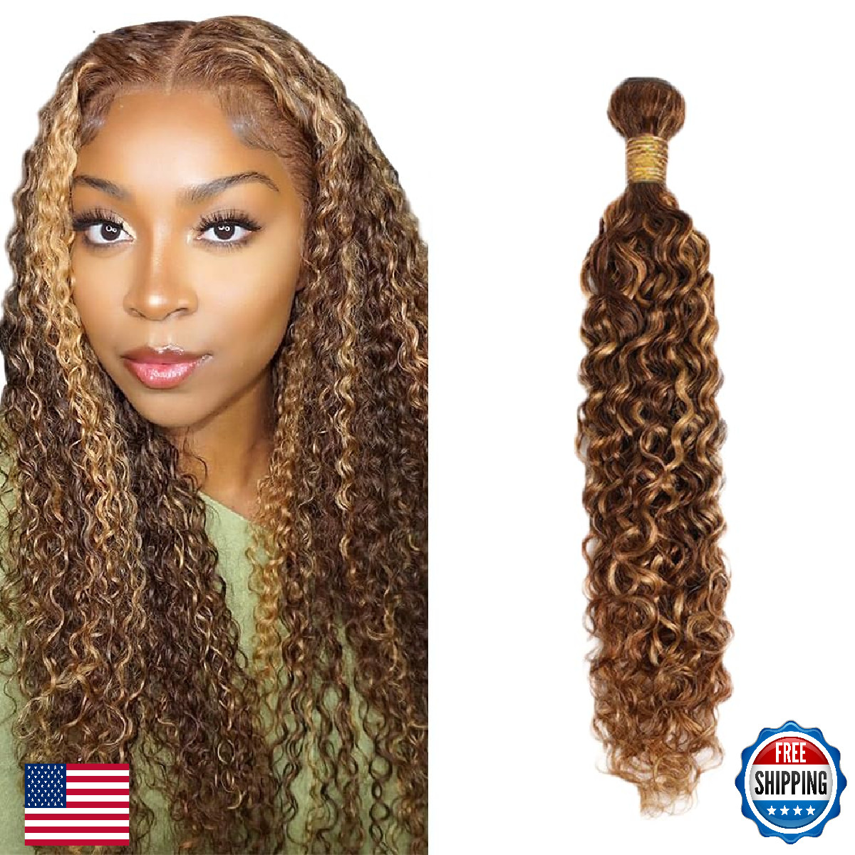 P4/27 Highlight Brown Bundles Water Wave Bundles Human Hair 24 Inch Unprocessed