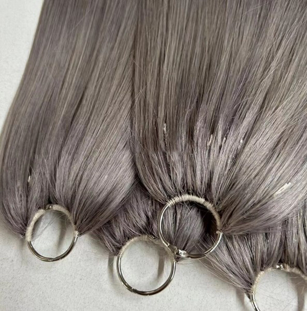 DIY Seamless Feathers Hair Human hair Extension 40 Strands Invisible Hair Grey
