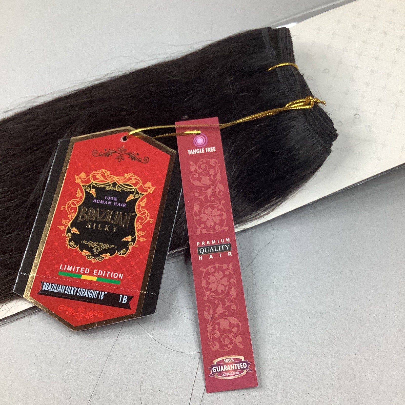 18” #1B Off Black Brazilian Silky Straight 100% Human Hair Extensions