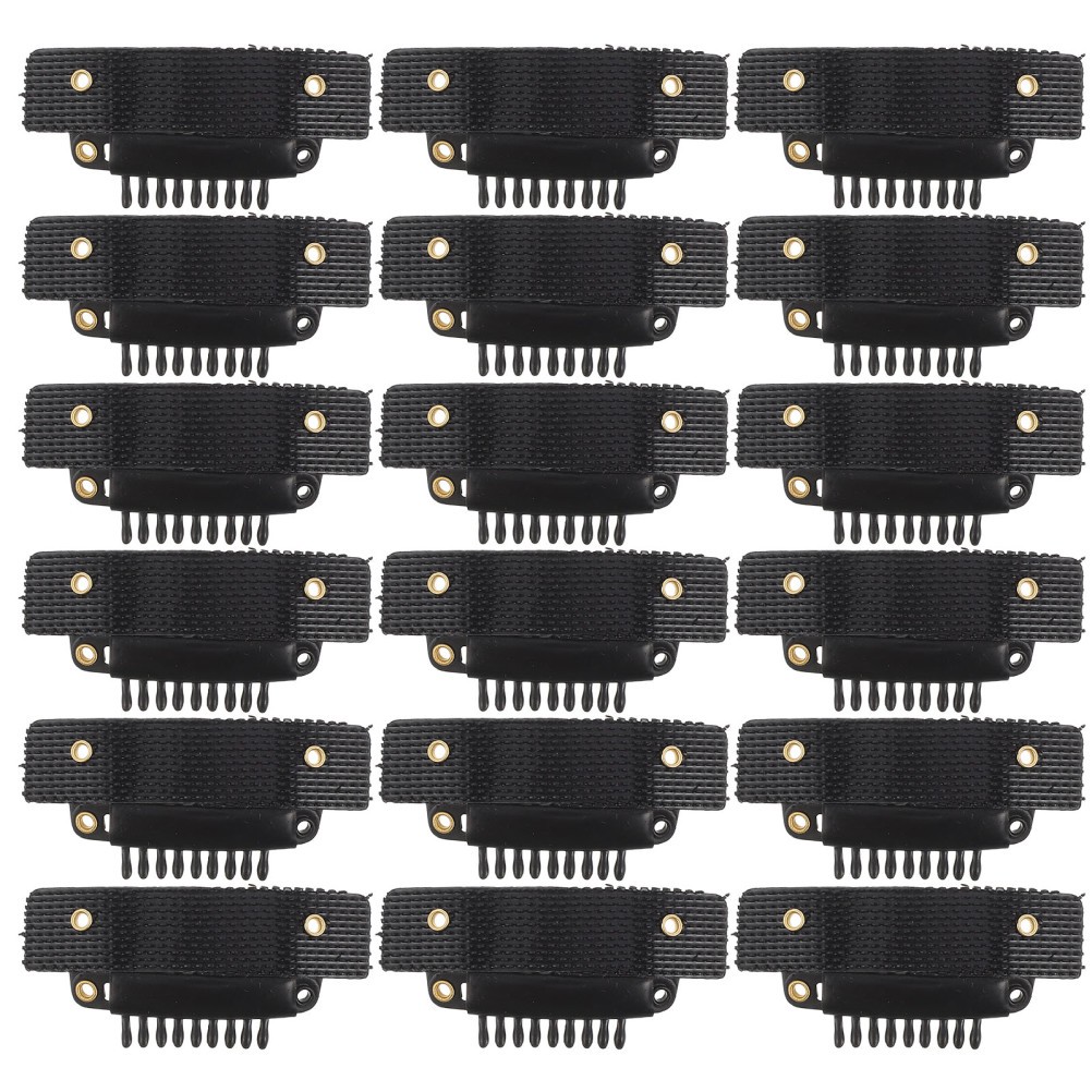50Pcs Reusable Self Adhesive U Shape Wig Clips Black Durable Plastic Metal