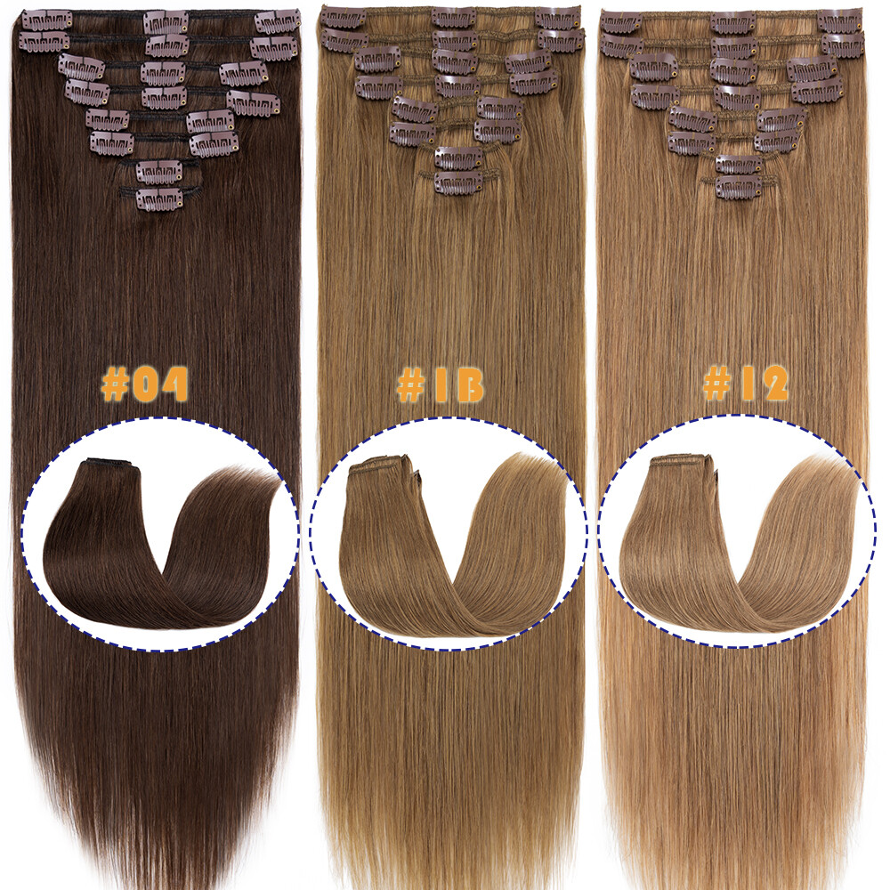 SALE 100% Real Remy Hair Clip In Human Hair Extensions 8PCS Full Head Ombre Long