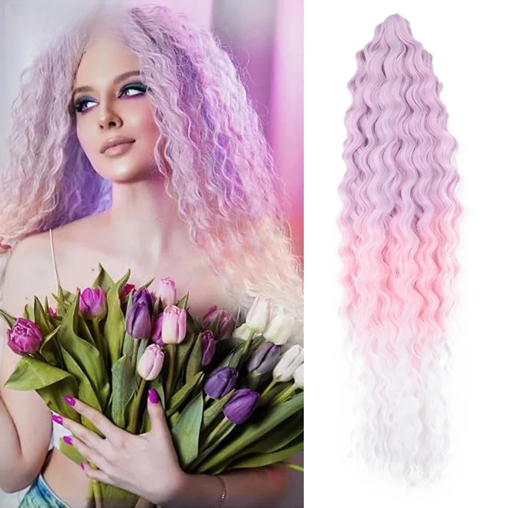 22Inch Ombre Blonde Ariel Curl Water Wave Synthetic Braiding Hair Extensions
