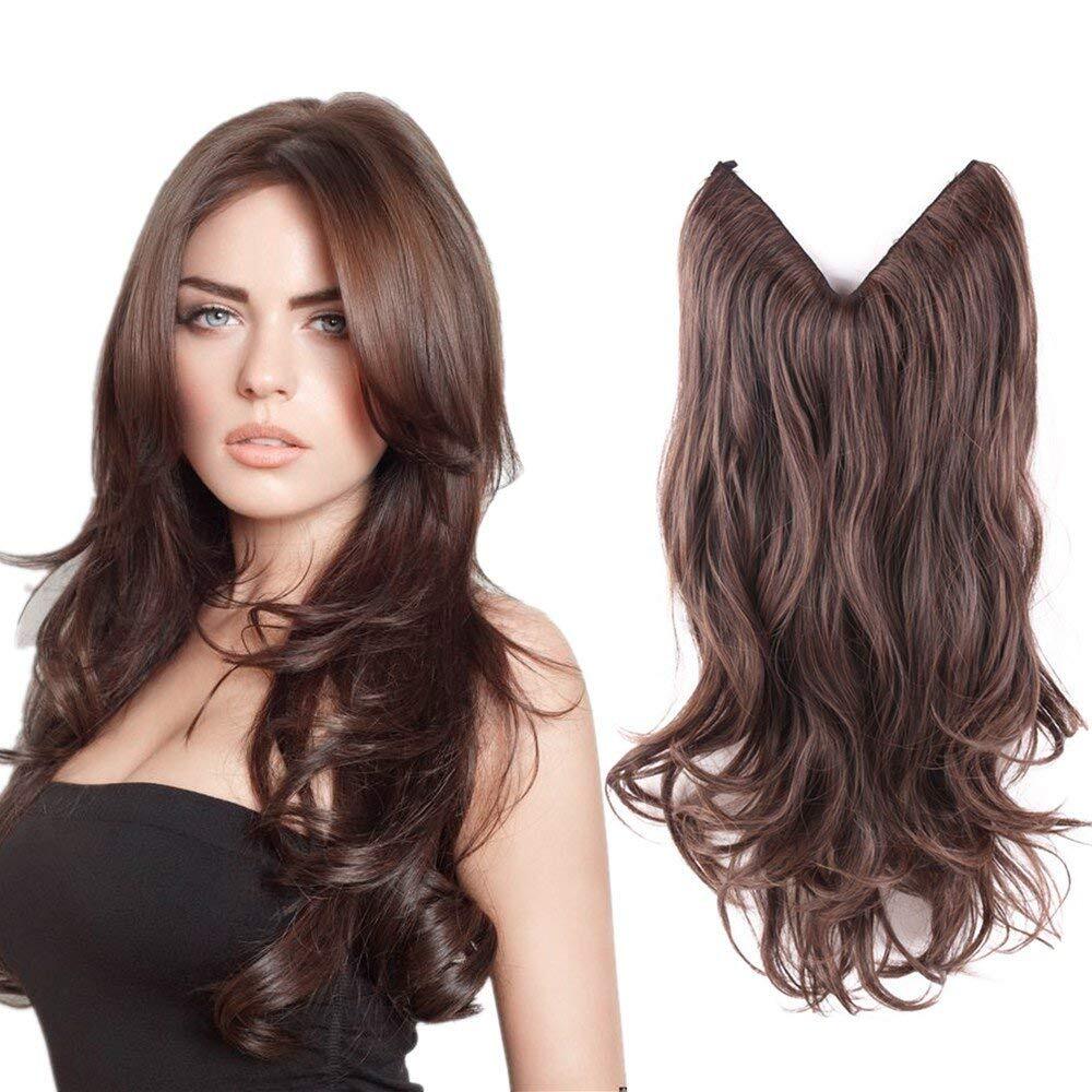 Wavy Curly Human Hair Extensions Hidden Halo Invisible Wire Piece Secret Miracle