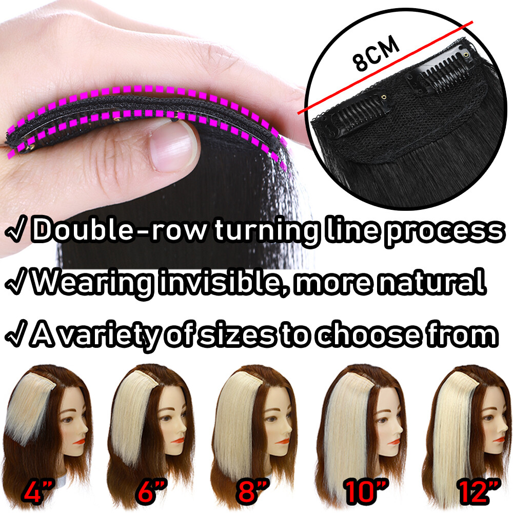 ONE PIECE Side Pads Clip In Real Remy Human Hair Topper Short Hair Extensions US