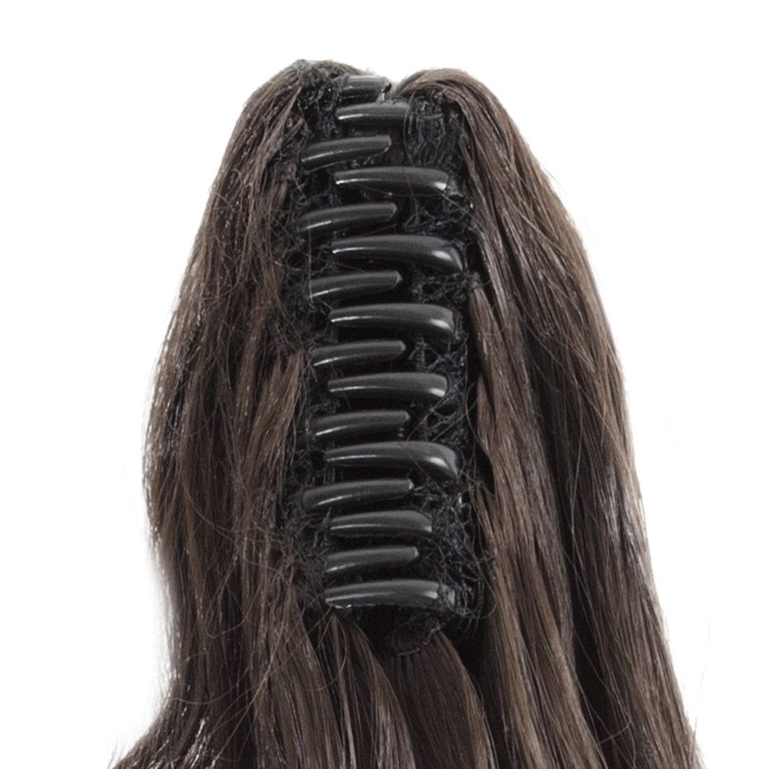 Lightweight 20″ Straight Ponytail Clip-In Extension – Natural Look Dark Brown
