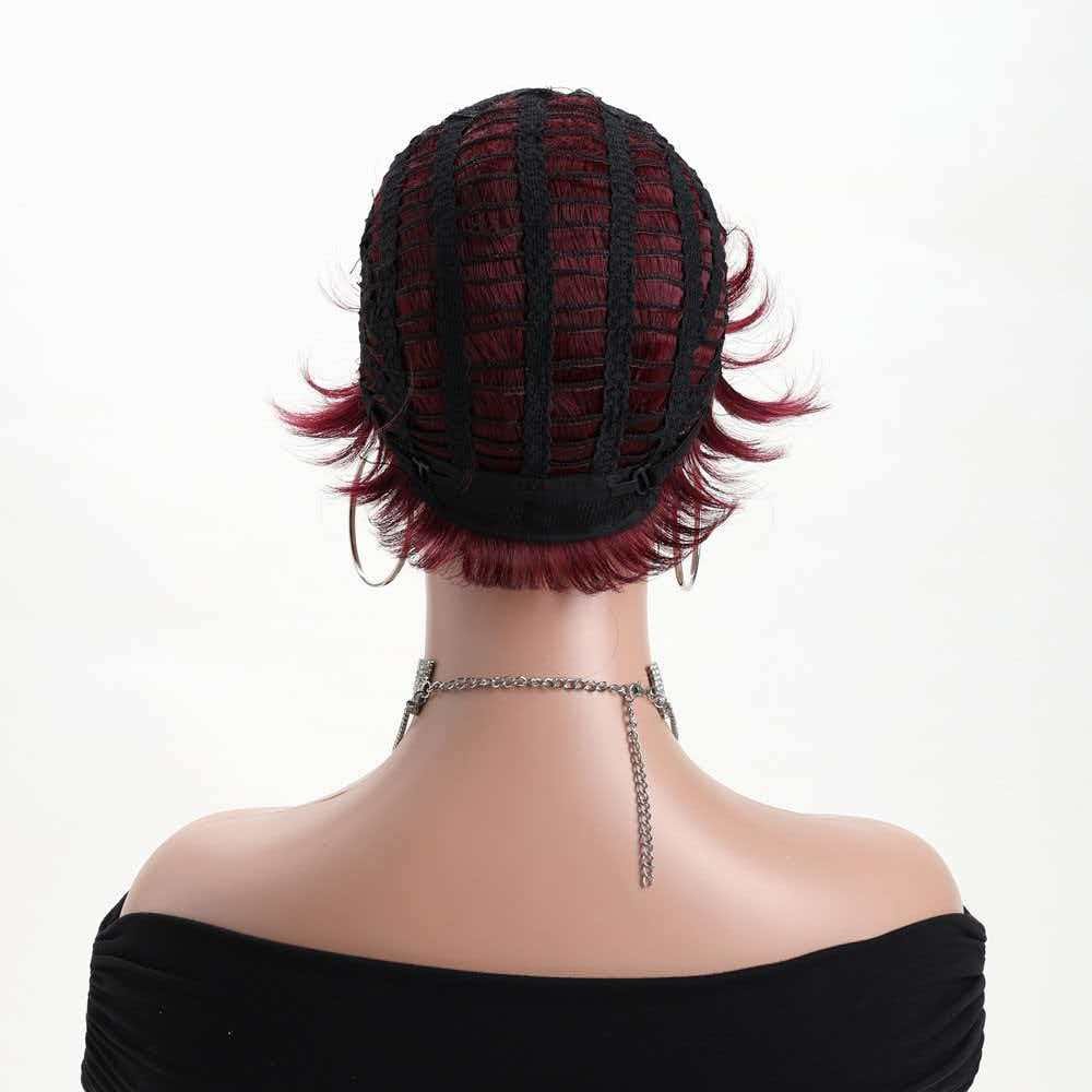 10″ Short Burgundy Women Full Wig Cosplay Party Heat Resistant Synthetic Hair
