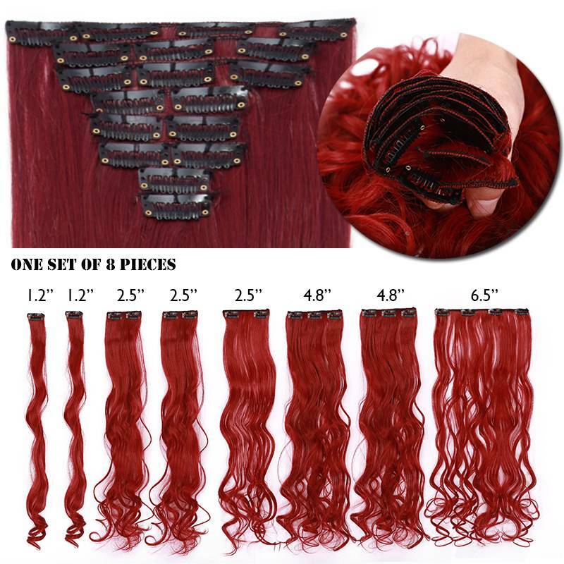 Bulk Colours 8 Pieces 18 CLips In Hair Extensions Thick As Human Curly Straight