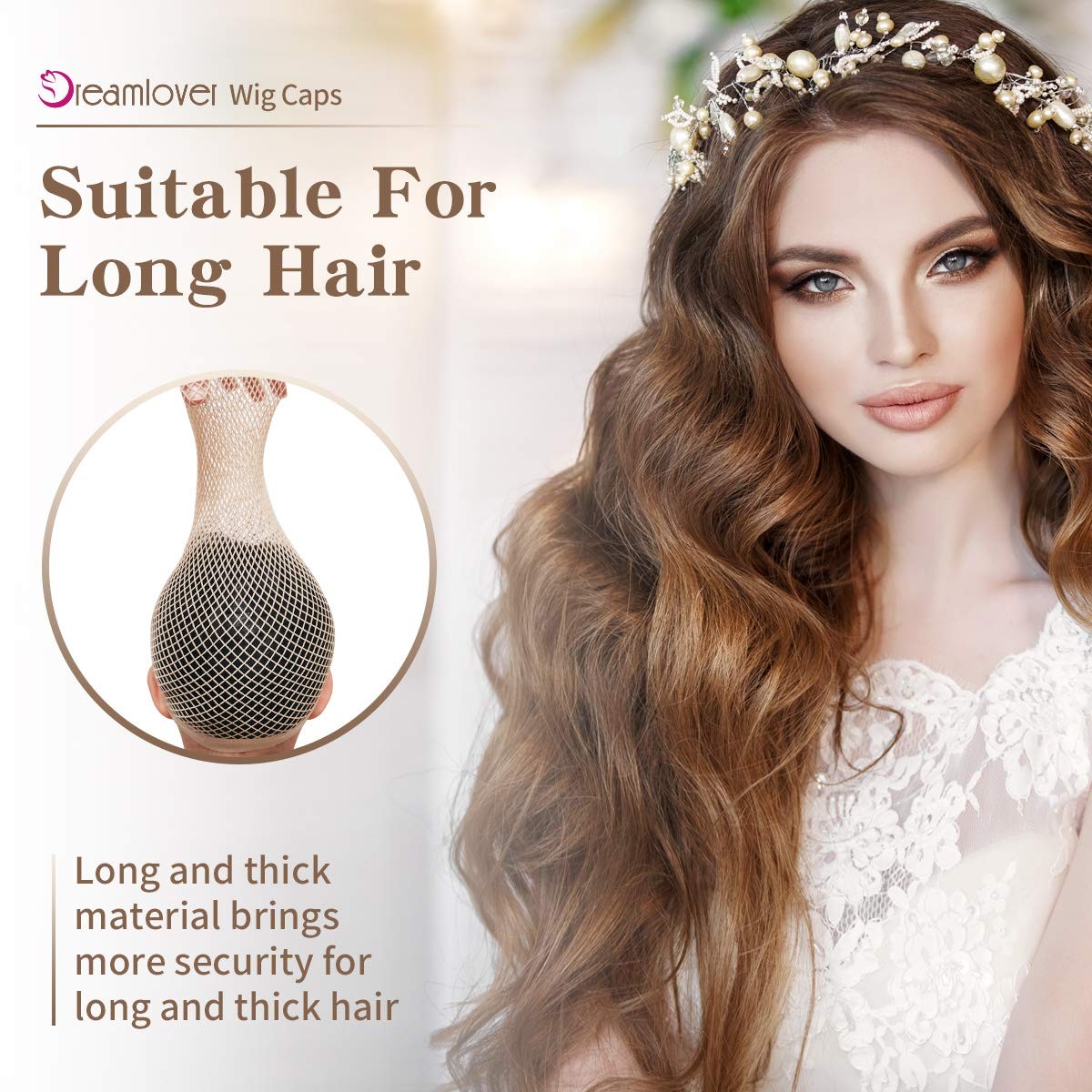 Dreamlover Fishnet Wig Cap for Women with Long Hair, Hair Net for Wig, Natural