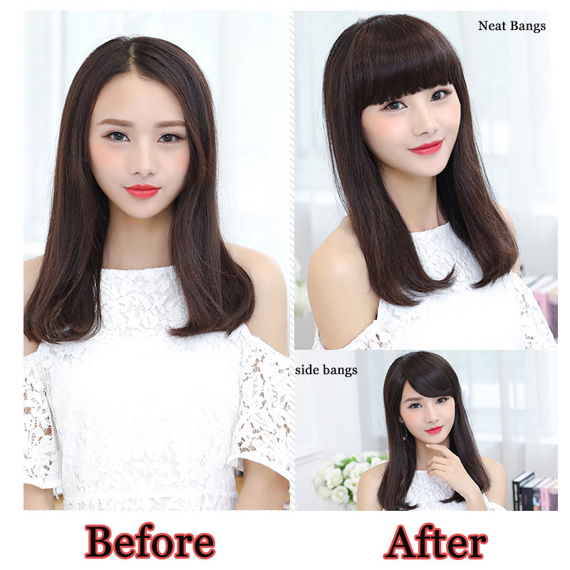 US Thick Neat Fringe Bangs Hairpiece As Clips in 100% as Human Hair Extensions