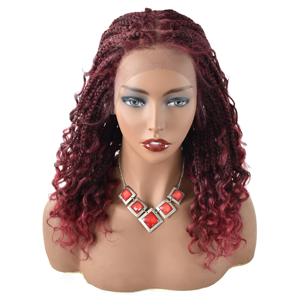 Lace Braids Wig for Black Women Swiss Lace Front Cornrow Kanekalon 18″ Wavy Hair