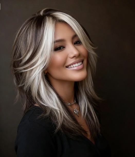 Brown with White Blonde Highlight 100% Human Hair 13×4 Lace Front Wigs