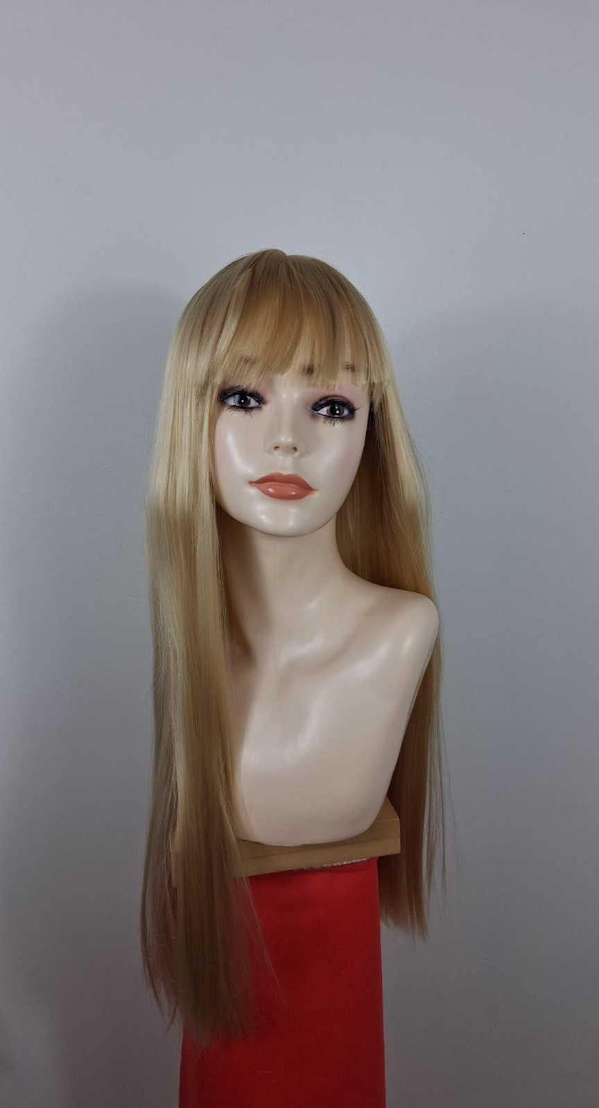 Long Straight wig with Air Bangs High Temperature Synthetic Fiber Heat Resistant