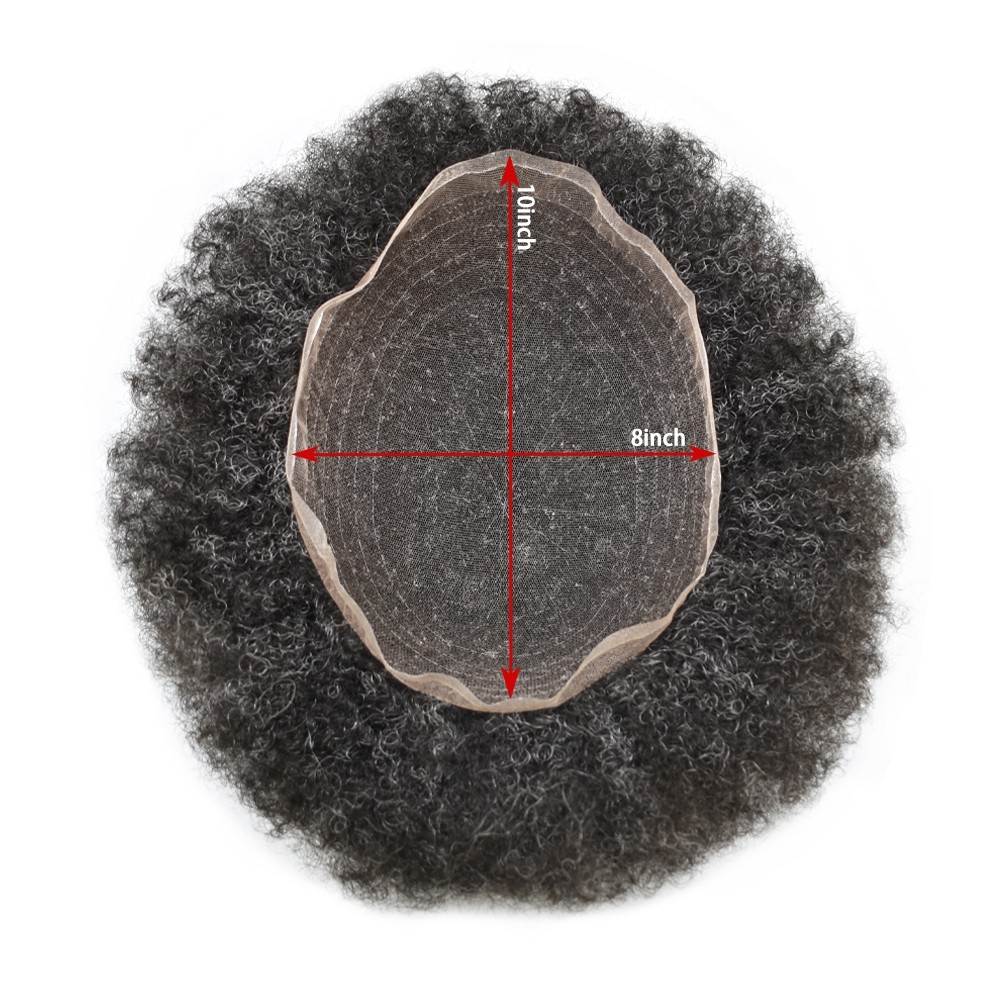 US SALE Afro Curly Black Men Toupee Full Lace Human Hairpiece Kinky Curly
