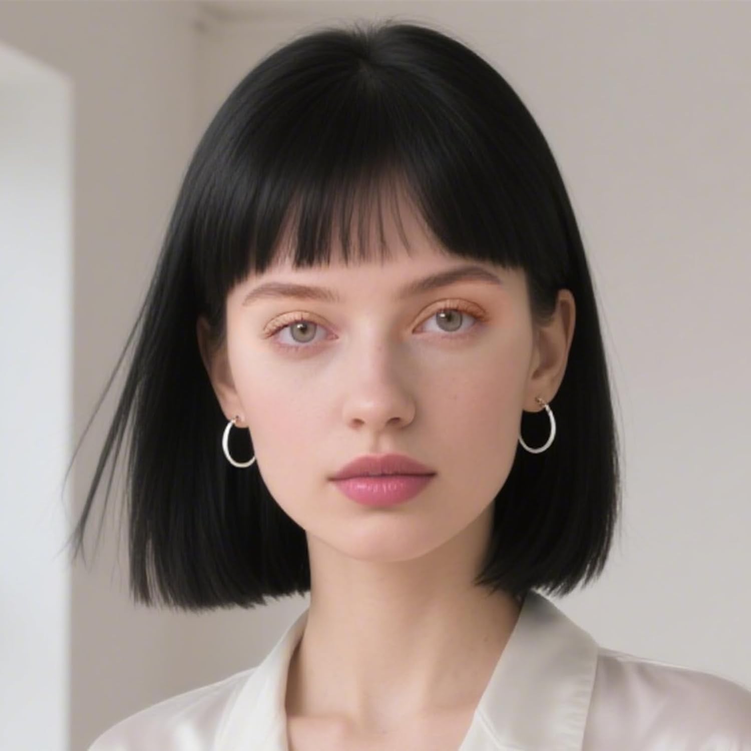 Short Bob Wig With Bangs – Short Straight Bob Bangs Wig, 12Inch Heat Resistant S