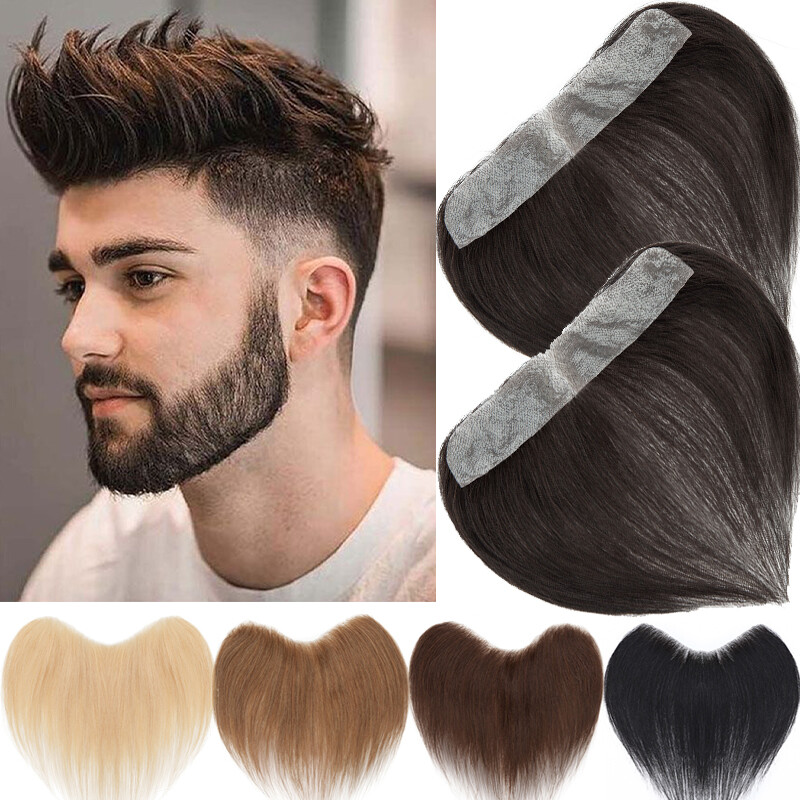 Mens Thin Skin PU Toupee Receding hairline Patch Bald Human Hair Piece System US