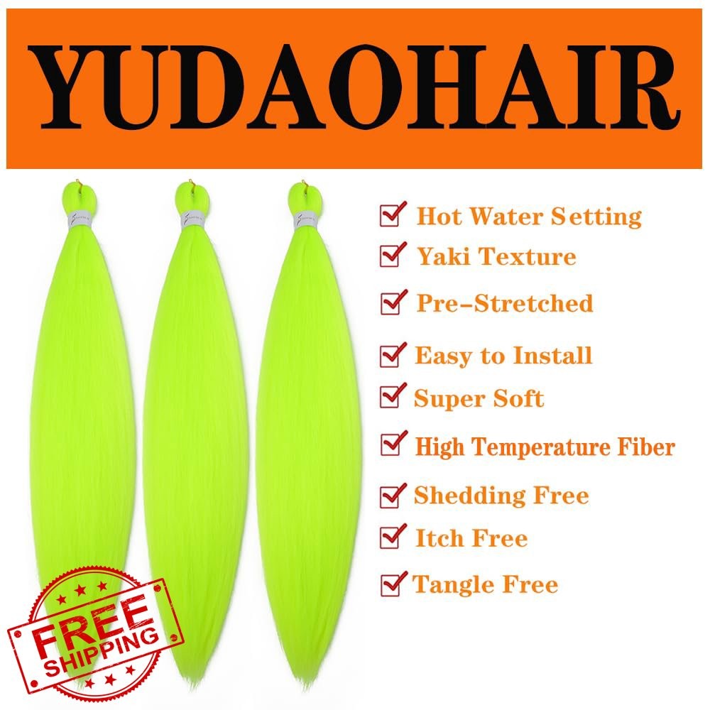 YUDAOHAIR 26 Inch Braiding Hair Yellow Green