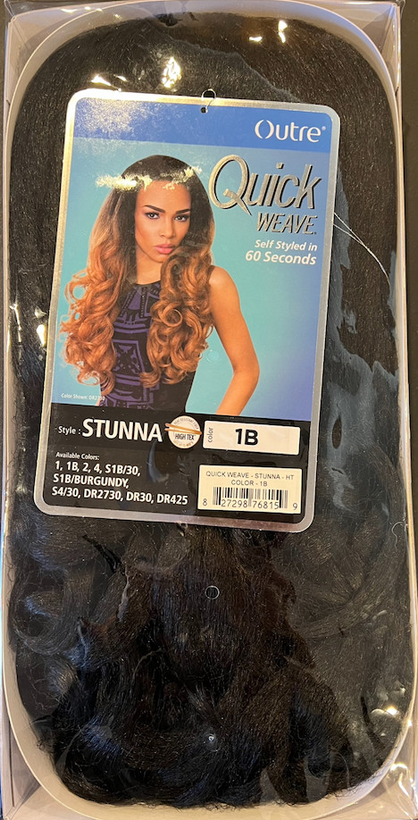 Outre Quick Weave Half Wig STUNNA Style Color 1B Off Black Synthetic Material