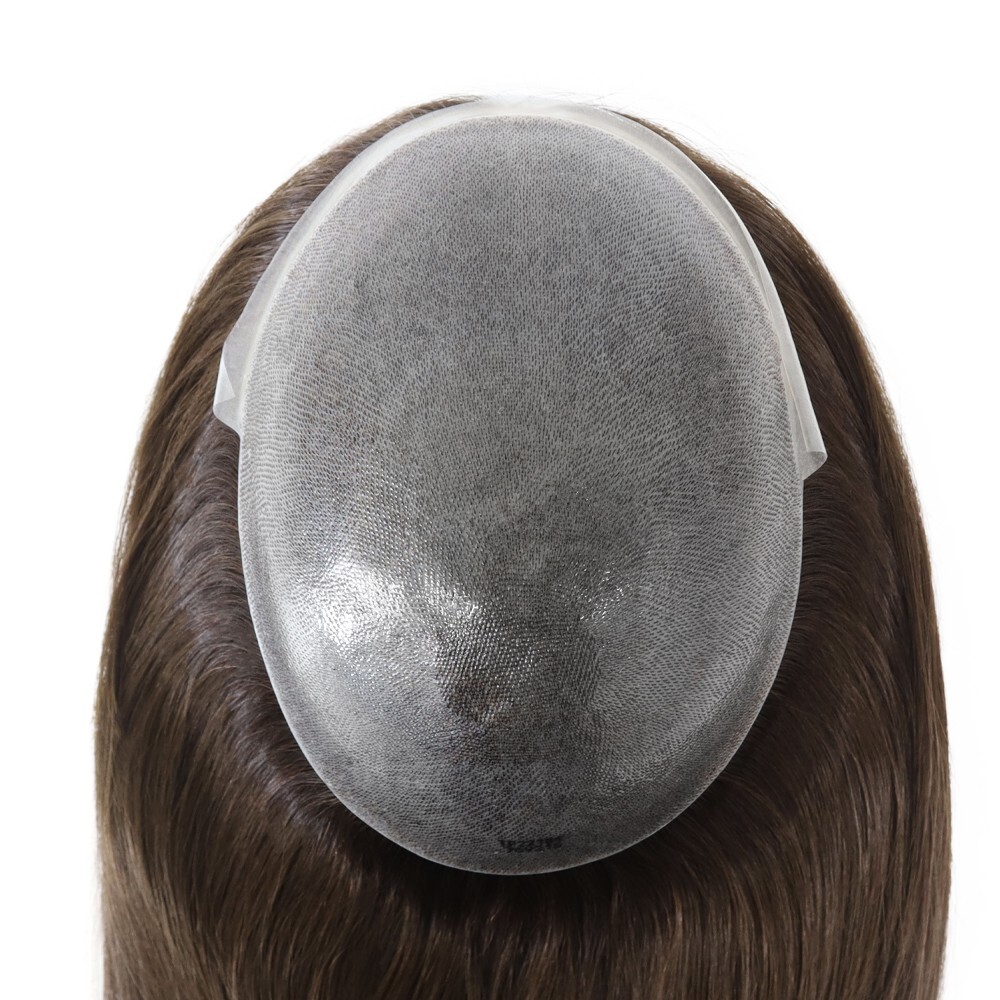 Topper for Women Poly Skin Wigs Top Pieces Human Remy Hair System 18” #4