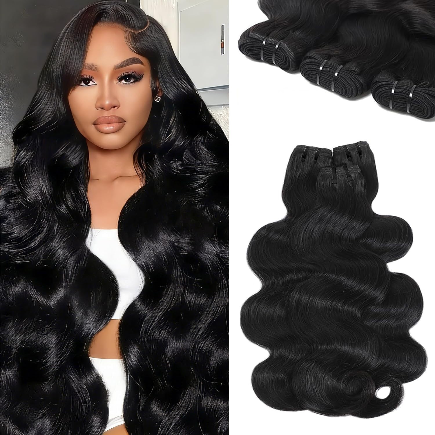 Boutab Body Wave Human Hair Bundle 16 18 20 inch Long-Lasting Sew-In Extensions