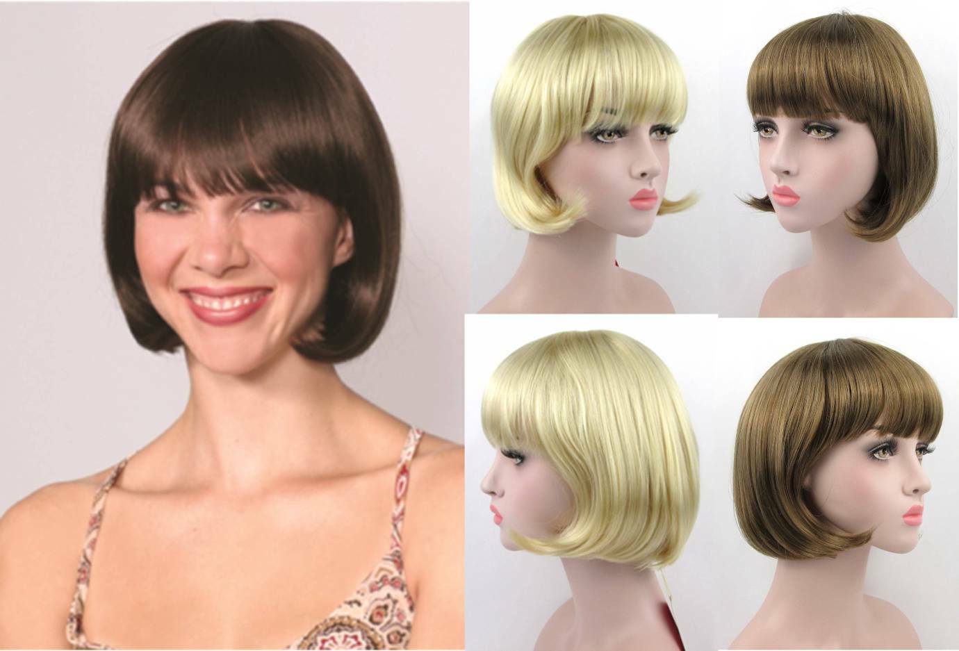 WOMENS SHORT CHIN-LENGTH STRAIGHT SLEEK BOB WIG W/ A WEFTED BACK PAGE BOY LOVELY