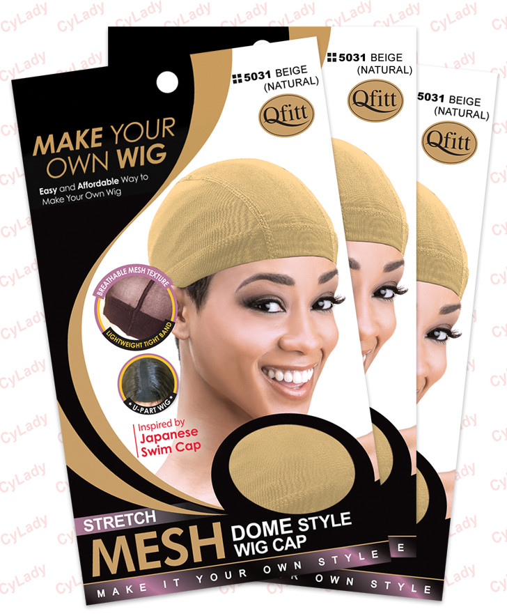 QFITT MESH DOME STYLE WIG CAP(3PCS) Black,Brown,Auburn,Beige Colors