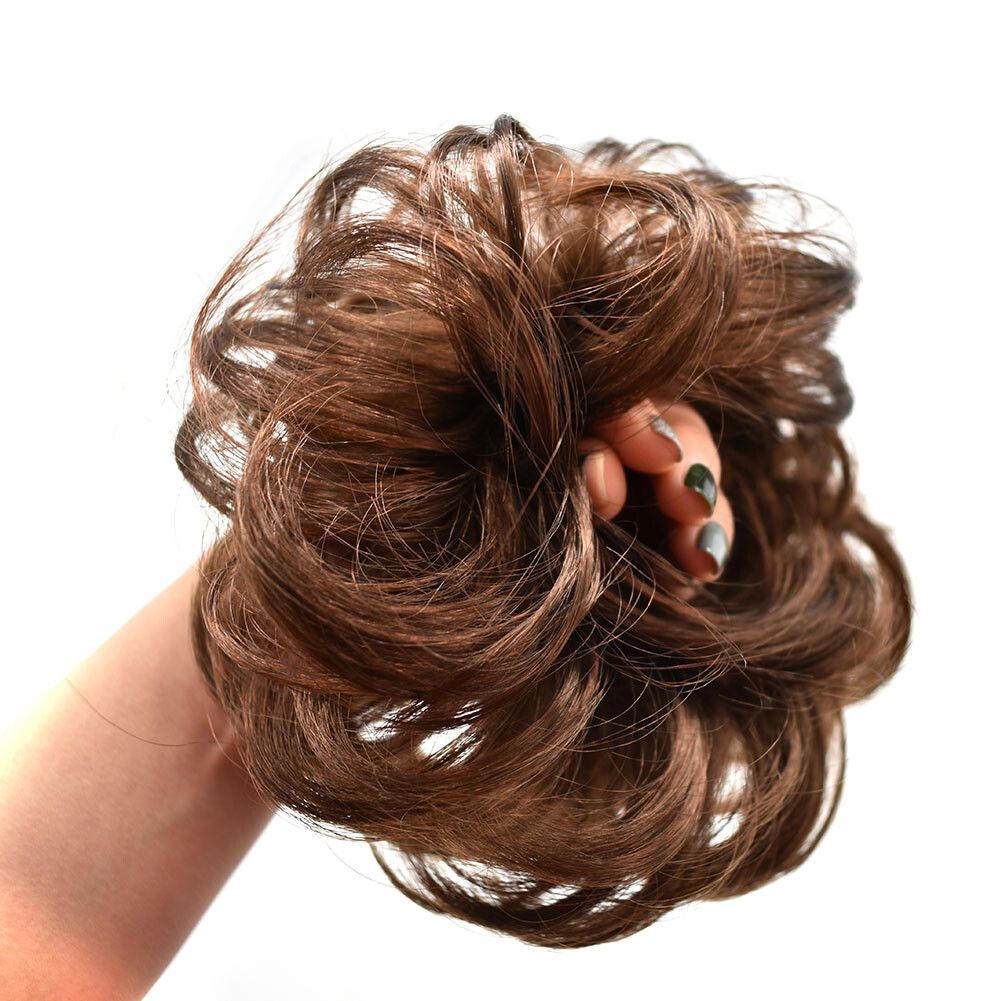 Large Curly Messy Rose Bun Hair Piece Scrunchie Ponytail Natural As Human Hair