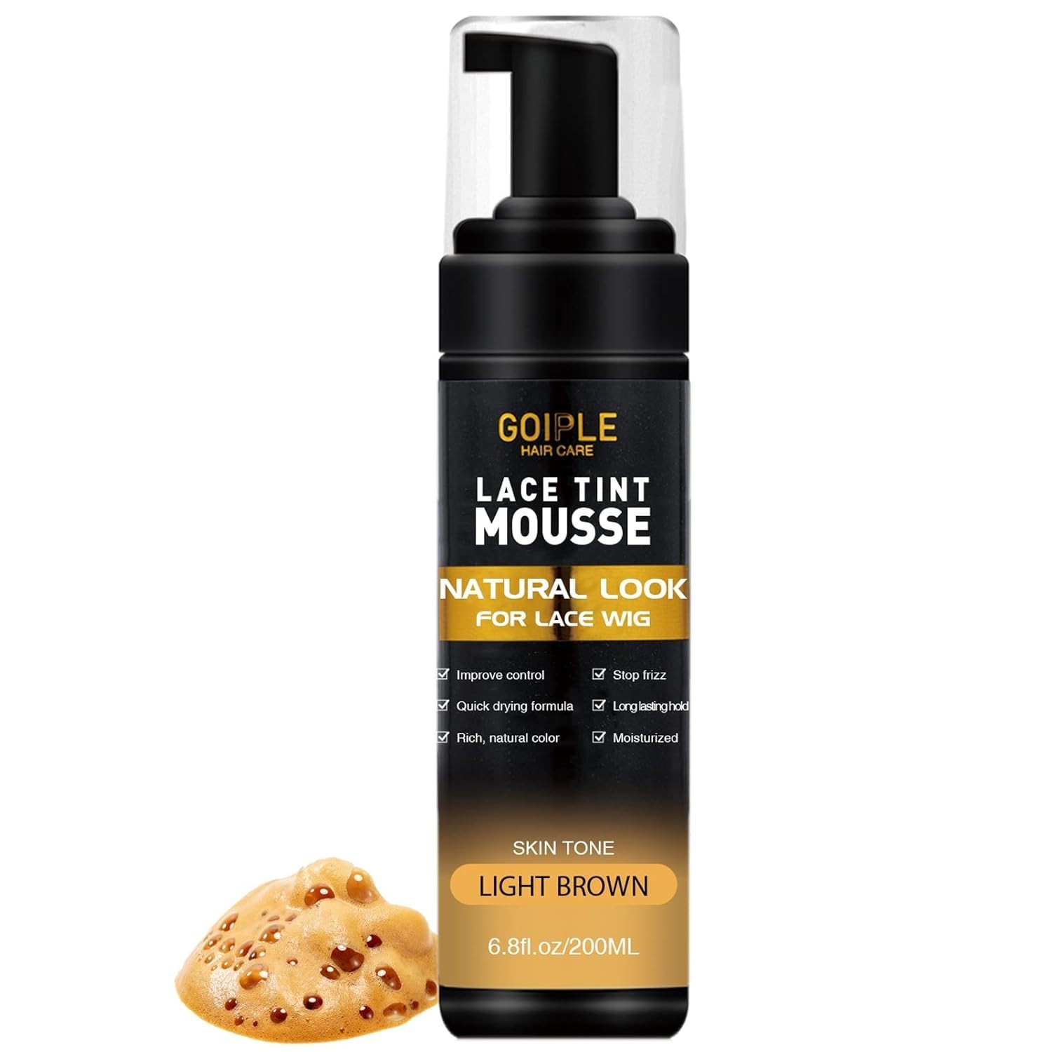 Alcohol-Free Lace Mousse Tint for Wigs – 6.8 oz Light Brown, Easy Application