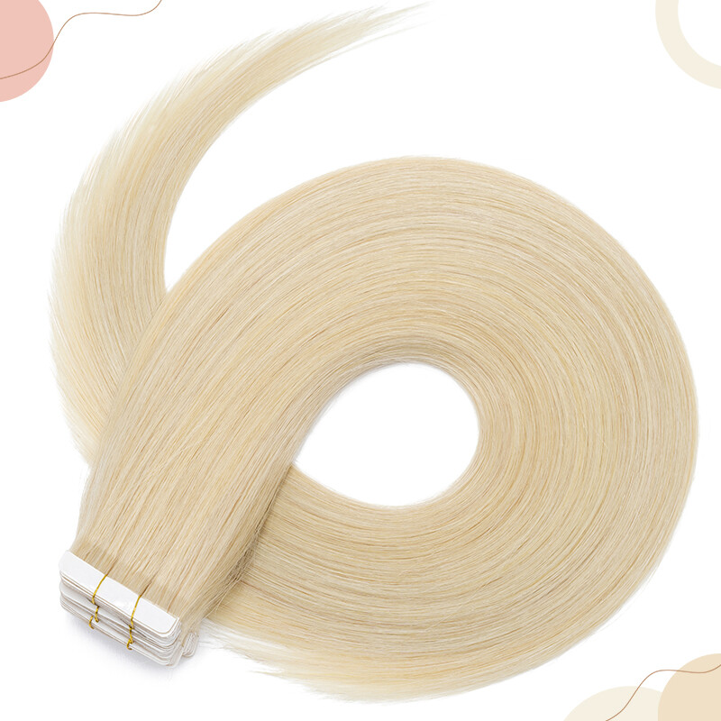 HAIRRO Tape In Hair Extensions 12″-24″ Real 100% Remy Human Hair Invisible Blond