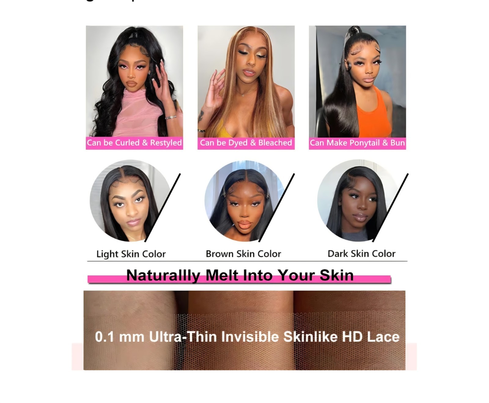 CUTE BEIN 250 Density 30 Inch Lace Front Wigs, 100% Human Hair,[2-Year Life,260g