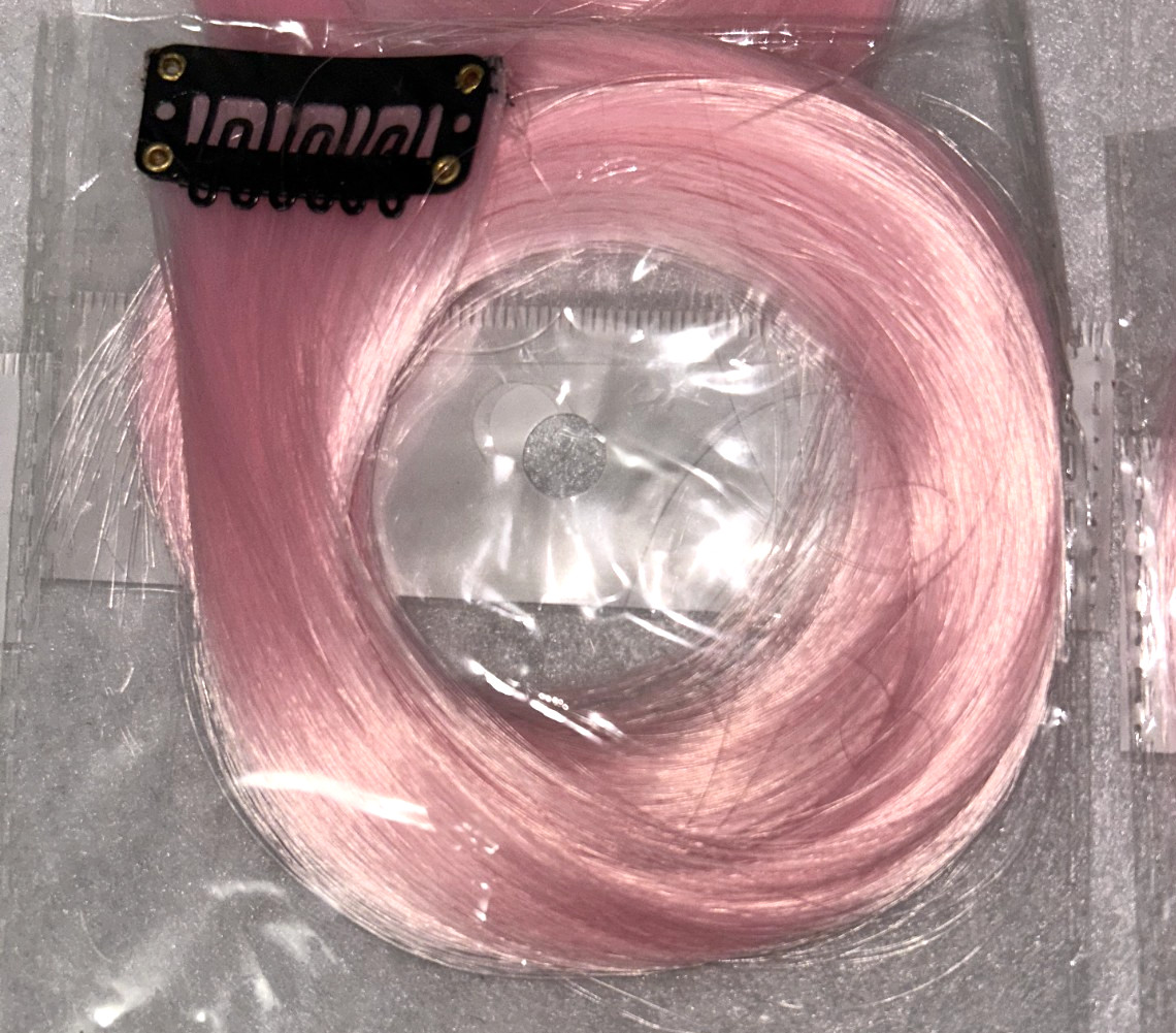 Package of (10 pc) Soft Baby Pink CLIP-IN Synthetic Hair Extensions 20″L